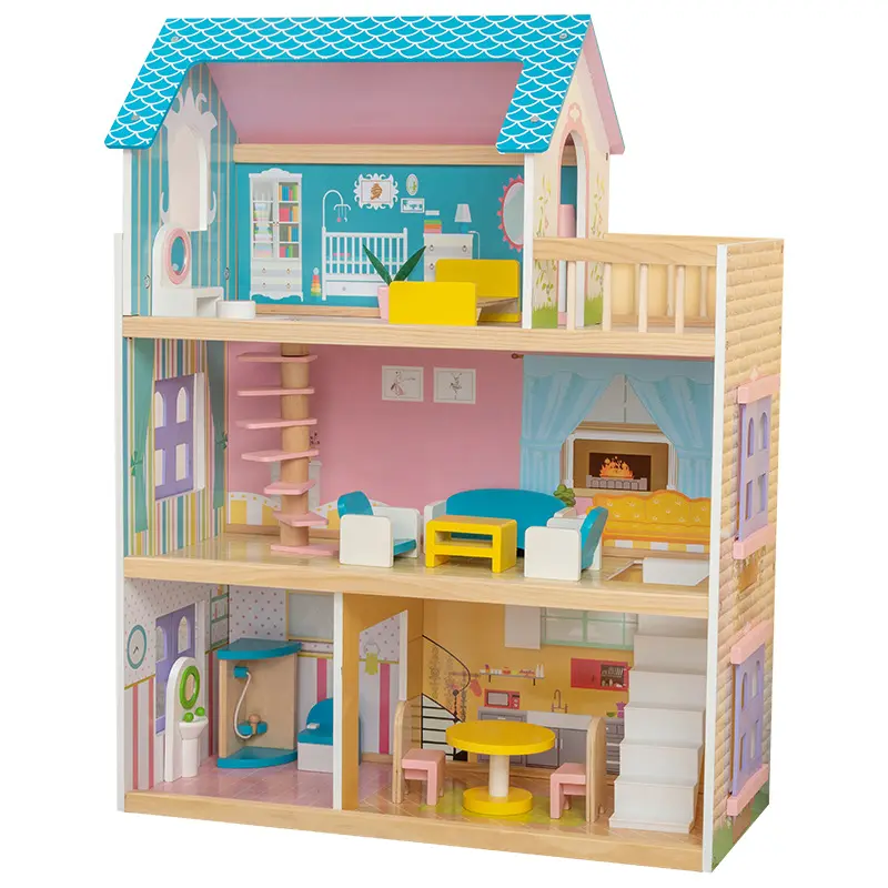 Children Dollhouse Castle Villa Toy Wooden and Realistic European style Princess Room Perfect for Boys and Girls Role Playing