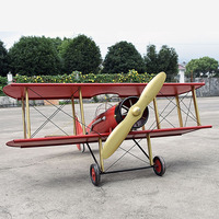 Modèle d'avion vintage en fer forgé, biplan allemand, artisanat métallique de haute qualité, décoration de sol, accessoire de cinéma