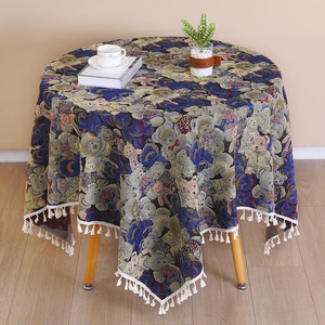 <span class=keywords><strong>Nappe</strong></span> <span class=keywords><strong>Jacquard</strong></span> Épaisse Imprimée Petit Ours Bleu Style Vintage <span class=keywords><strong>Français</strong></span> avec Macramé pour Événements et Fêtes – Vente en Gros - Product Image 2