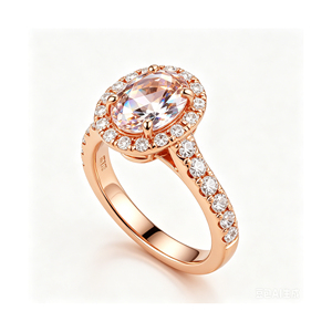 10K Rose Gold Morganite Engagement <b>Ring</b> Oval Cut Pave Setting Diamond Accents Women's Romantic Fine Jewelry - Product Image 6