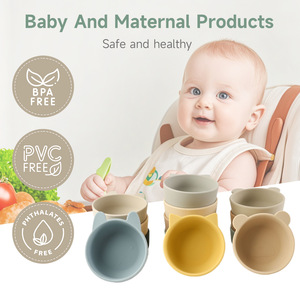 Bol en silicone de qualité alimentaire sans BPA pour <span class=keywords><strong>bébé</strong></span>, ensembles de vaisselle pour enfants avec assiettes pour l'alimentation en extérieur, conçu pour les enfants - Product Image 1