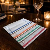 Serviette en coton 100% teint en fil, tissage nid d'abeille, avec rayures colorées pour hôtel, restaurant, café