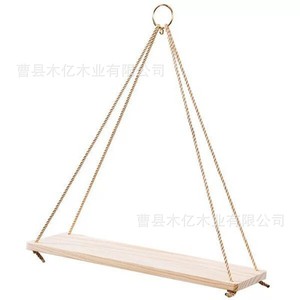 Estante de pared de madera de color natural, forma rectangular, para exhibición decorativa - Product Image 3