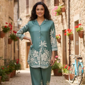 Tissu vert olive de qualité supérieure, finition lin doux, pour vêtements féminins, polyester, imprimé numérique, 100% polyester - Product Image 1