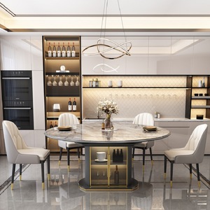 Modern Light Luxury Small Unit Household Square <b>and</b> Circular Intelligent Rock Plate Dining <b>Table</b> <b>Chair</b> Combination Cz002 Dining - Product Image 2