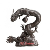 Décoration de Jardin Métal Chinois Bronze Dragon Fengshui Laiton Dragon Statue Sculpture