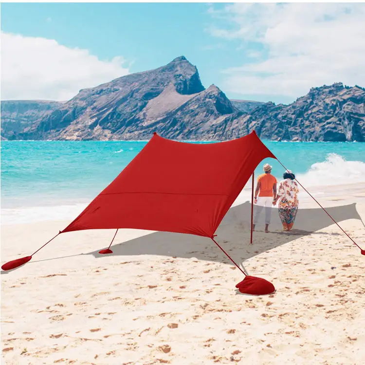 خيام الشاطئ المحمولة في الهواء الطلق للحماية من الرياح، مظلة كبيرة مضادة للماء للحماية من الشمس للشاطئ