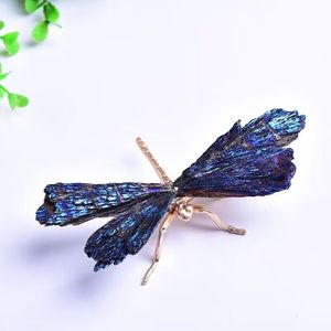 Libélula de turmalina <span class=keywords><strong>negra</strong></span> galvanizada azul-púrpura hecha a mano al por mayor de cristal natural para patio y decoración - Product Image 3