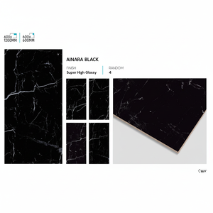 Azulejos de Porcelana Super Negros de Alto Brillo 600x1200mm, Acabado de Lujo para Pisos y Paredes en Proyectos de Interiores Modernos - Product Image 1