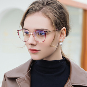 Monture de lunettes œil de chat TR90 pour femme, anti-lumière bleue, pour ordinateur, largeur de monture moyenne, verres AC - Product Image 3