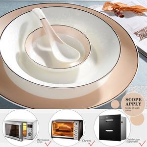 Juego de Tazones de Porcelana Blanca con Borde Dorado de Lujo, Tazón Profundo para Sopa y Arroz, para el Hogar, Cocina, Restaurante, Catering, Uso Diario - Product Image 5