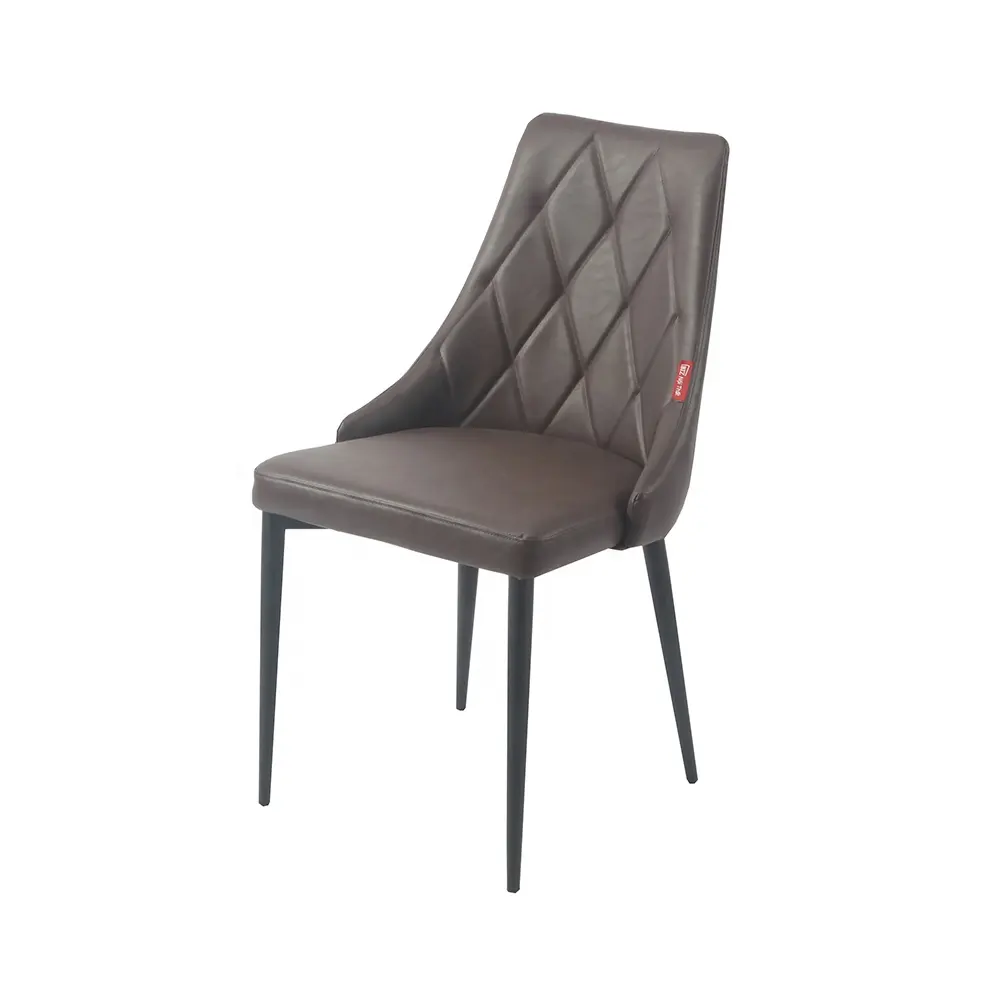 Muebles de comedor populares, sillas de comedor de cuero PU de tela moderna con patas de Metal