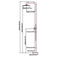 Colonne de douche extérieure en acier inoxydable doré brossé avec pommeau de douche pluie, barre coulissante et mitigeur chaud/froid à poignée unique pour jardin et piscine