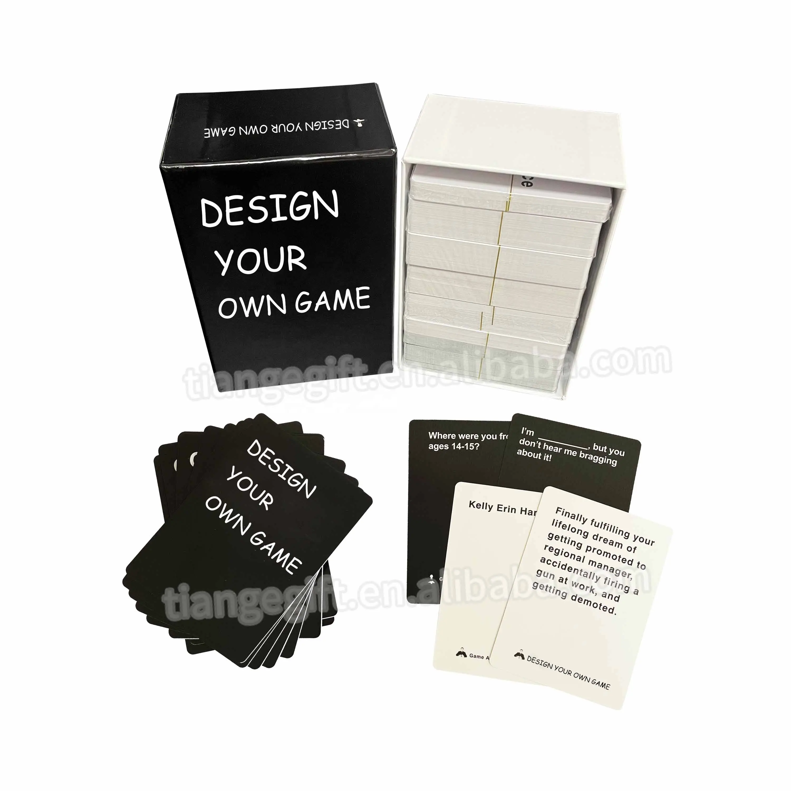 יצרן אישית משחק כרטיס מותאם אישית הדפסת 300-350 כרטיסי שחור ולבן נייר כרטיס משחקים עם 2 חתיכות תיבה