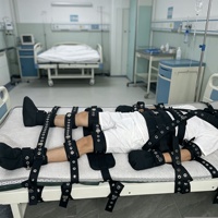 Ensemble de contention corporelle complète avec verrouillage magnétique, menottes de cheville et de poignet, chaussures à pointes, gants verrouillables, rembourrage noir souple, dispositifs de contention pour lit de patient