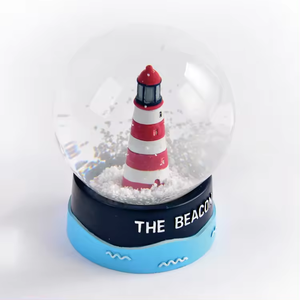 100Mm Nhựa Màu Xanh Tùy Chỉnh Thủy Tinh Tuyết Globe Thuyền <span class=keywords><strong>Snowglobe</strong></span> Với Nàng Tiên Cá Biển Ngọn Hải Đăng Tuyết Pha Lê Bóng Cho Món Quà Giáng Sinh - Product Image 4