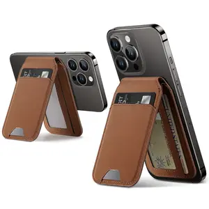 आईफोन मोबाइल फोन चुंबकीय कार्ड धारक के लिए गर्म बिक्री चुंबकीय pu चमड़े के मोबाइल फोन केस कार्ड की जेब