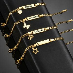 Pulsera de Acero Inoxidable Curvada, Personalizable, Lisa, Larga, con Espacio en Blanco para Grabar con Láser, con Nombre - Product Image 1