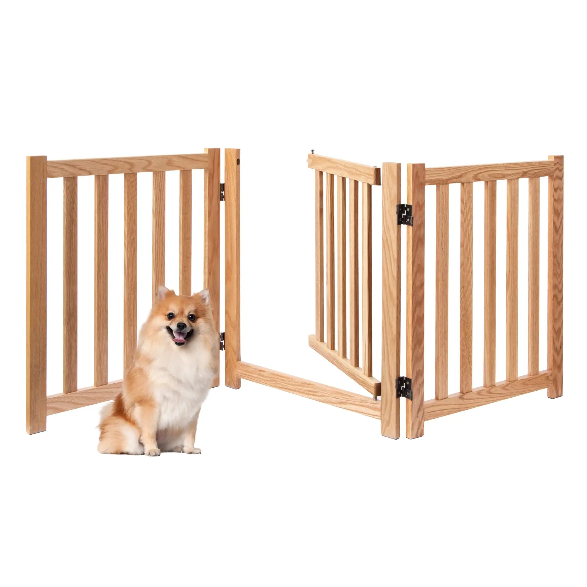 Miễn phí-đứng Pet cổng con chó con chó bằng gỗ playpen cửa ra vào nhà rào cản trong nhà bằng gỗ Pet cổng với cửa đi bộ qua