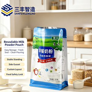 Sachet souple personnalisé bleu et blanc pour poudre de lait, calcium, fer, zinc, produits laitiers, emballage souple pour petit-déjeuner - Product Image 5