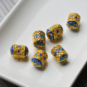 <b>Copper</b> Filigree Cloisonn Spacer Beads Rectangle Shape For <b>Bracelet</b> Making Auspicious Cloud Pattern Plated Jewelry Findings - Product Image 1