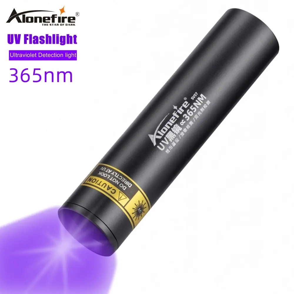 Aleefire-linterna ultravioleta para detección de escorpiones, luz UV recargable por USB, para mascotas, orina, gato, tinea, dinero, 3W, 365nm, SV57