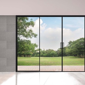 Doppio vetro scorrevole porta a battente trasparente in vetro temperato per la casa divisorio parete ufficio mobile bagno cucina solare industriale - Product Image 4