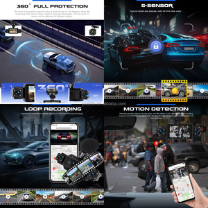 กล้องติดรถยนต์ Podofo ขนาด 3 นิ้ว 4 เลนส์ บันทึกภาพคมชัดระดับ HD 1080P พร้อมหน้าจอ IPS บันทึกวิดีโอในรถยนต์ รองรับ G-Sensor มองเห็นในเวลากลางคืน พร้อม WiFi บันทึกภาพ 4 ช่องทาง - Product Image 2