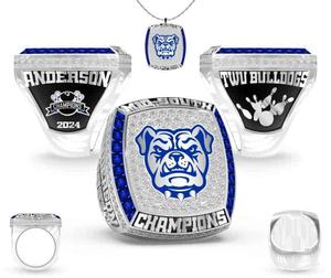 Anillo de Campeón Tradicional Modelo Sidan 669 Personalizado, Chapado en Oro Rosa, Diseño de Corazón con Engaste de Garras, Creado en Laboratorio - Product Image 4