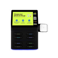 Borne de recharge commerciale pour smartphones à 8 emplacements, avec batterie Li-Polymère 8000 mAh, 60 W, écran tactile et paiement sans contact