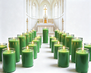 Bougies de prière religieuses personnalisées en verre, écologiques, assorties, pour la vente en gros, 7 jours, 8 pouces de haut, en forme de pilier - Product Image 3
