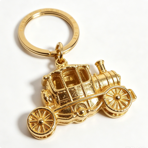 Porte-clés vintage en forme de train à vapeur doré, en alliage de zinc, forme 3D, fait main, souvenir, cadeau - Product Image 5