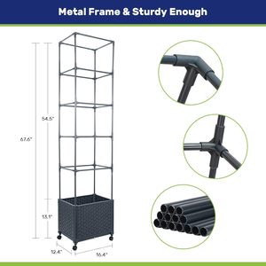 Venta caliente Jardín balcón hogar soporte de crecimiento SALA DE PLANTACIÓN Jaula de escalada de tomate Enrejado de plantación móvil con ruedas - Product Image 2