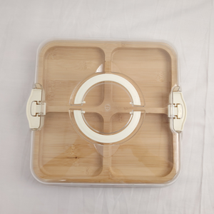 Planche à fromage portable <span class=keywords><strong>en</strong></span> <span class=keywords><strong>bambou</strong></span> <span class=keywords><strong>et</strong></span> bois avec couvercle <span class=keywords><strong>et</strong></span> fermoir, plateau de service pour fruits, dim sum <span class=keywords><strong>et</strong></span> fromages - Product Image 4