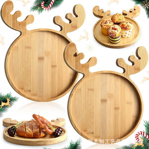 Bamboo Reindeer <b>Tray</b> 30cm Christmas Dessert Serving Plate For Party Food Display - Product Image 1