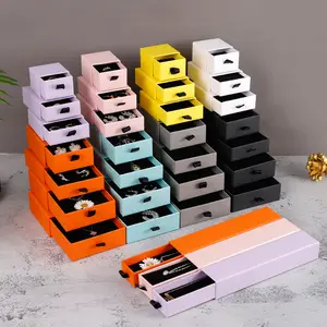 กล่องของขวัญกระดาษพร้อมส่งโลโก้กล่องลิ้นชักเครื่องประดับแบบกำหนดเอง8ขนาด12สี
