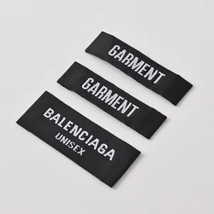 Custom End Fold Garment Labels Factory Product Clothes Personalised t shirt Labels Damask woven Label For Clothing