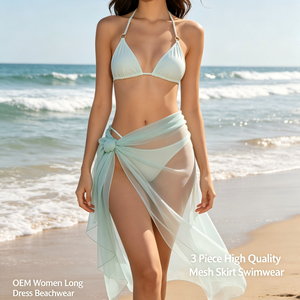 Ensemble bikini 3 pièces personnalisé OEM 2026, paréo en <span class=keywords><strong>maille</strong></span> transparente <span class=keywords><strong>de</strong></span> haute qualité, <span class=keywords><strong>robe</strong></span> longue <span class=keywords><strong>de</strong></span> <span class=keywords><strong>plage</strong></span>, maillot <span class=keywords><strong>de</strong></span> bain et tenue <span class=keywords><strong>de</strong></span> <span class=keywords><strong>plage</strong></span> pour <span class=keywords><strong>femme</strong></span> - Product Image 3