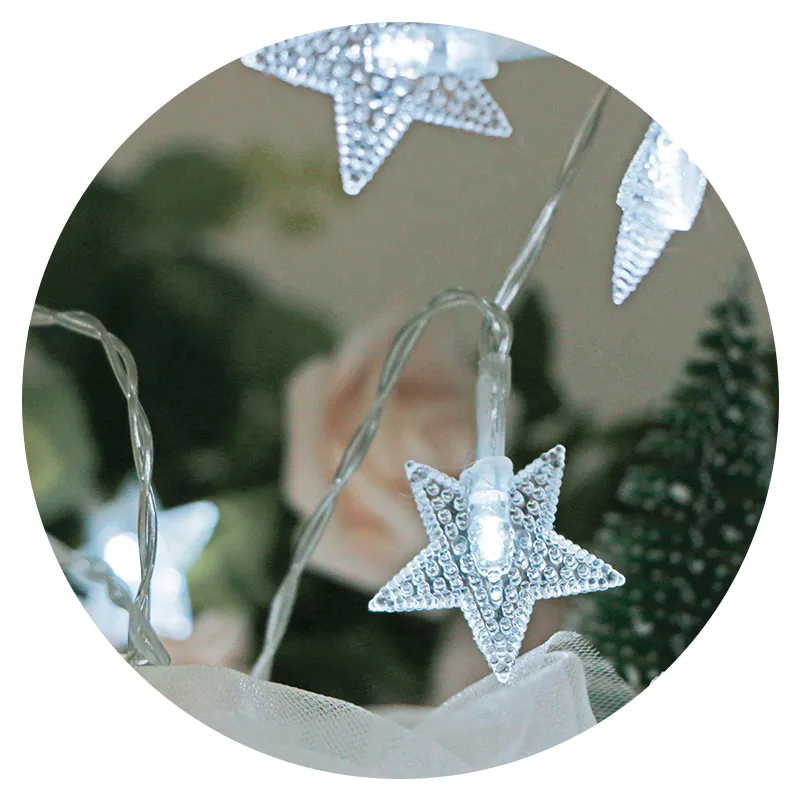 Праздничная гирлянда с круглыми светодиодными звездами, Рождественская гирлянда, освещение для внутреннего дворика, украшение для сада и свадьбы