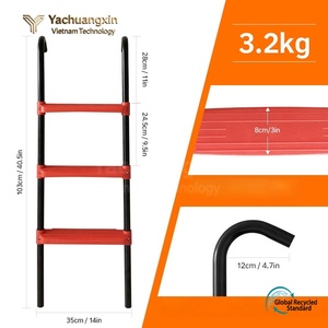 Escalera para Trampolín con Peldaños Rojos para Acceso al Redecillo de Seguridad del Trampolín Redondo, Equipo de Escalada Portátil - Product Image 5