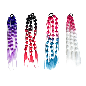 Linterna <span class=keywords><strong>trenza</strong></span> Cola de Caballo linterna burbuja trenzas Ombre Color extensión de cabello sintético 20 pulgadas 50cm - Product Image 4