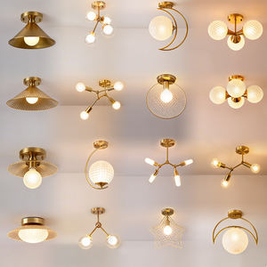 Diseño de cobre Decoración del hogar Luz de techo de lujo Post-moderno Múltiples estilos Puro para interiores Luces de pasillo de metal dorado - Product Image 1