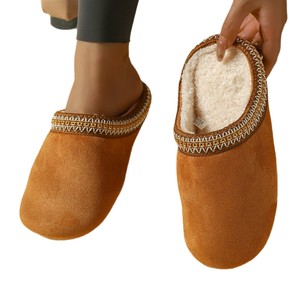 Chaussons tendance pour femmes, en coton pelucheux et toile, pour intérieur et extérieur, toutes saisons, chauds, grande taille, populaires - Product Image 5