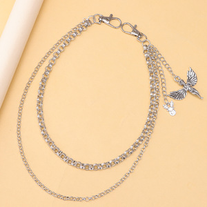 Cupid Angel Reindeer Pendant Double Layer Metal Hip Hop O <b>Chain</b> Unisex <b>Waist</b> <b>Chain</b> Denim Accessory - Product Image 2