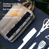 Collection d'ustensiles de cuisine pour les voyages en plein air, sac de transport compact, planche à découper, couteau de cuisine, spatule, fournitures de pique-nique et de camping
