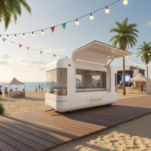 Chariot de restauration personnalisable entièrement équipé pour la vente de glaces, café, hot-dogs, doté d'un équipement complet de cuisine de restaurant. - Product Image 1