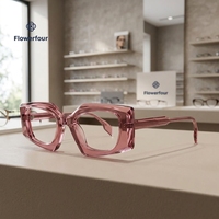 Monture de lunettes unisexe en acétate, monture intégrale, forme carrée irrégulière, lunettes optiques en acétate pour un usage quotidien