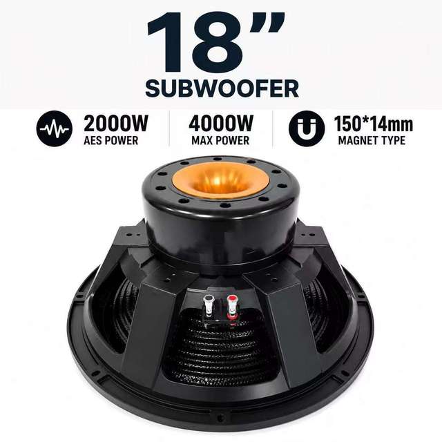 Professional 18 Inch Neodymium Metal Cone Subwoofer Loudspeaker 35-1.5KHz Frequency Response 2000W 8Ohm Surround Sound Systems