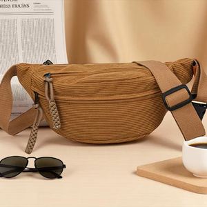 Keymay Custom Corduroy Letter Pattern Fanny Pack Portable Zip Crossbody Waist Bag Fashionable Unisex Casual Zipper Closure - Product Image 4
