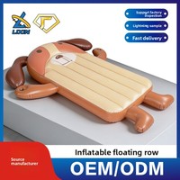 Matelas flottant gonflable surélevé personnalisé OEM, thème chiot marron, épais, pour parc aquatique, en PVC